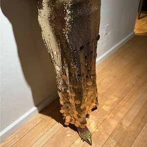 Rabanne-style gold sequined skirt